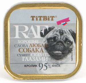 Titbit RAF Консервы для собак Кролик ― Магазин "Зоолайф" - корма для кошек и собак в Омске. Официальный дистрибьютор Royal Canin.